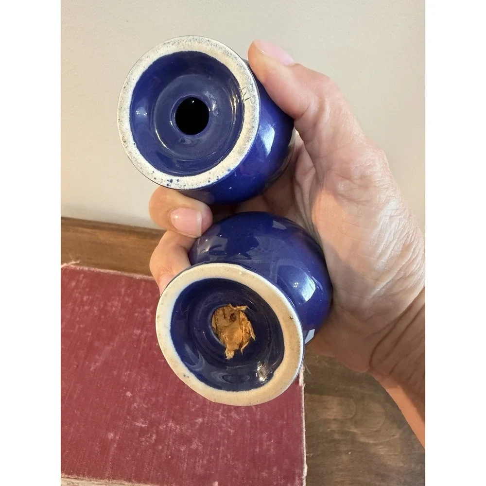 Vintage Fiesta Fiestaware Cobalt Blue Ball Salt/Pepper Shaker Set